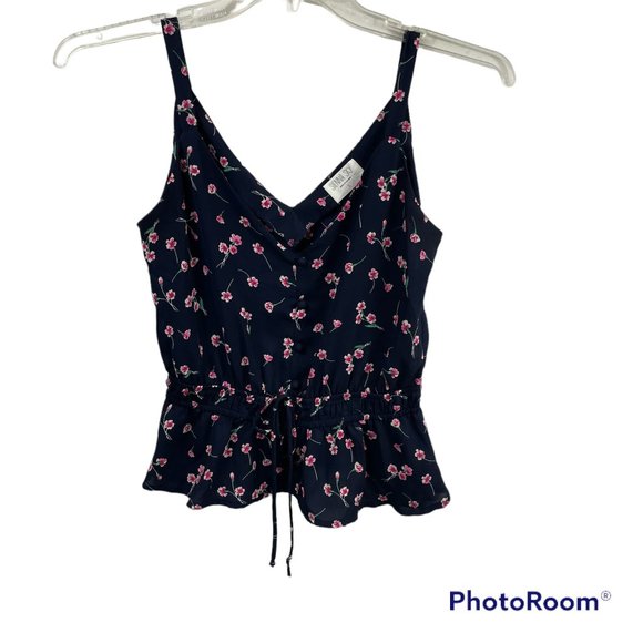 Sienna Sky Tops - Sienna Sky womens spaghetti strap sleeveless top blouse sz S elastic waist roses